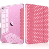 DONGKE for iPad Pro 11 inch Case – Fits M5 2025 / M4 2024, Shockproof Sparkling Glitter Acrylic Back, Pencil Holder, Trifold Stand, Auto Sleep/Wake & Touch ID Support - Dark Pink Polka Dot