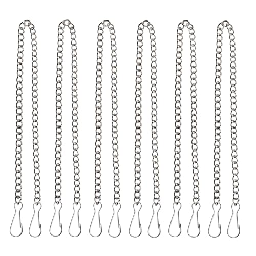 KLINNA Lot de 6 chaînes suspendues de 50 cm - Chaîne en métal réglable à suspendre avec crochets pour chaînes de panier suspendu, nichoirs à oiseaux, posters, panneaux, bannières, carillons éoliens et
