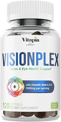 Vitapia Visionplex - 1000 mg por porción - Luteína, Astaxantina - Apoyo para la visión y la salud ocular - 120 cápsulas blandas - Suministro para 60