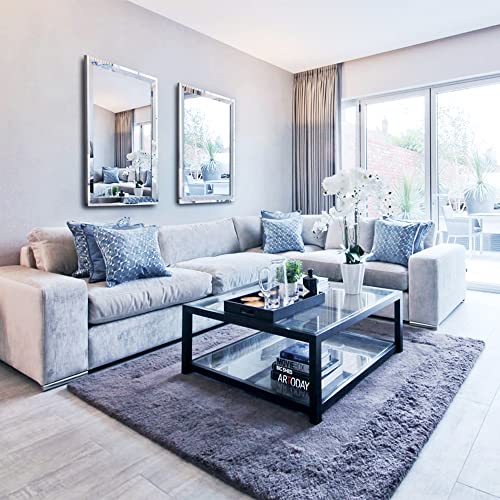 Chende Angled Wall Mirror For Bathroom, Large Bathroom Mirror With Stainless Steel Frame, 36"X24" Rectangular Beveled Mirror For Living Room, Bedroom, And Dining Room Décor #TOP6