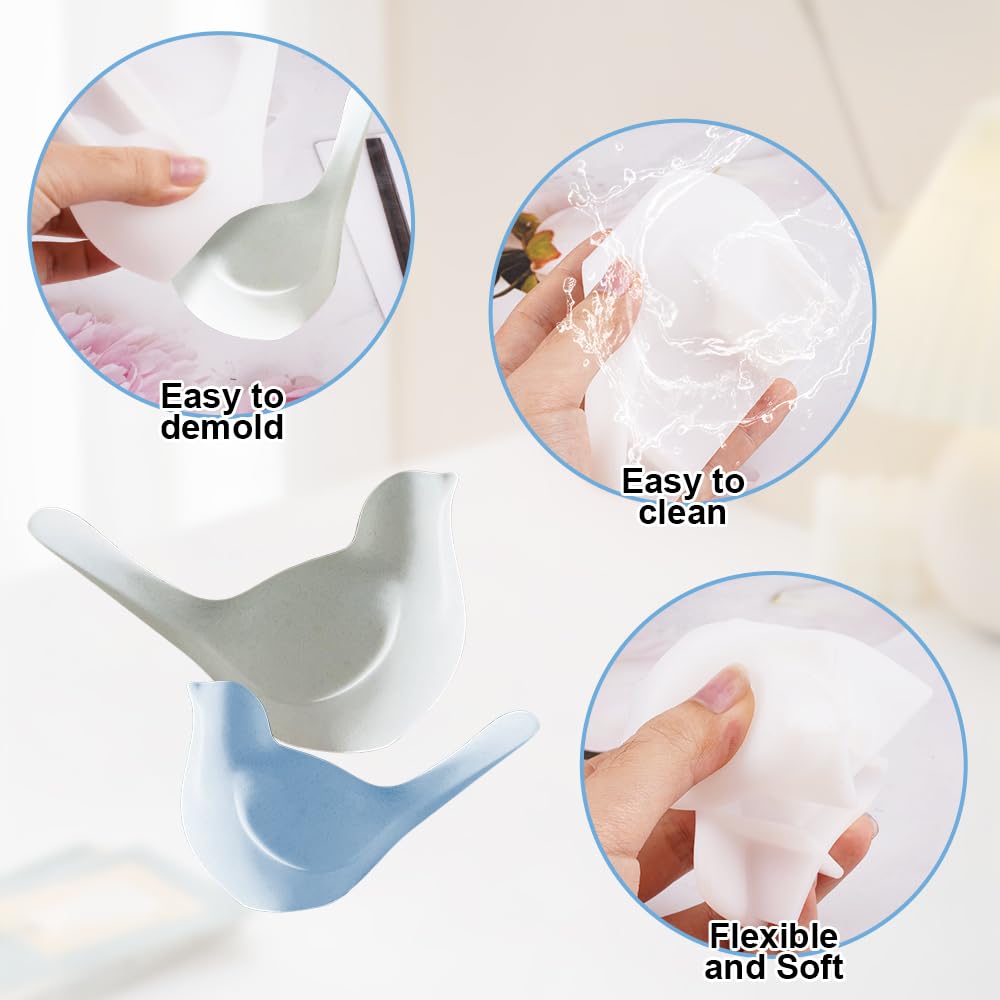 2 Stampo In Silicone Per Candela A Forma Di Uccellino 3D - Fai Da Te Resina, Gesso, Sapone