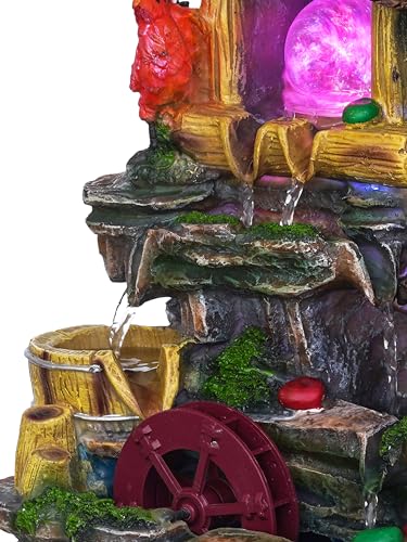 Image of Polyresin Hen Design Tabletop Indoor 3 Steps Water Fountain for Home Decor with LED, Speed Controller Pump & Crystal Ball (Size: 24 x 19 x 34 CM |Colour: Multi | Weight: 1800 Gram)