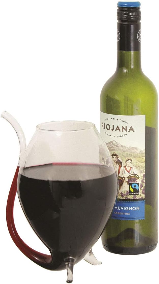 Oenophilia Wino Guzzler - Extra Large Wine Glass, Built in Wine Sipper Straw, holds a full 750ml bottle of wine!