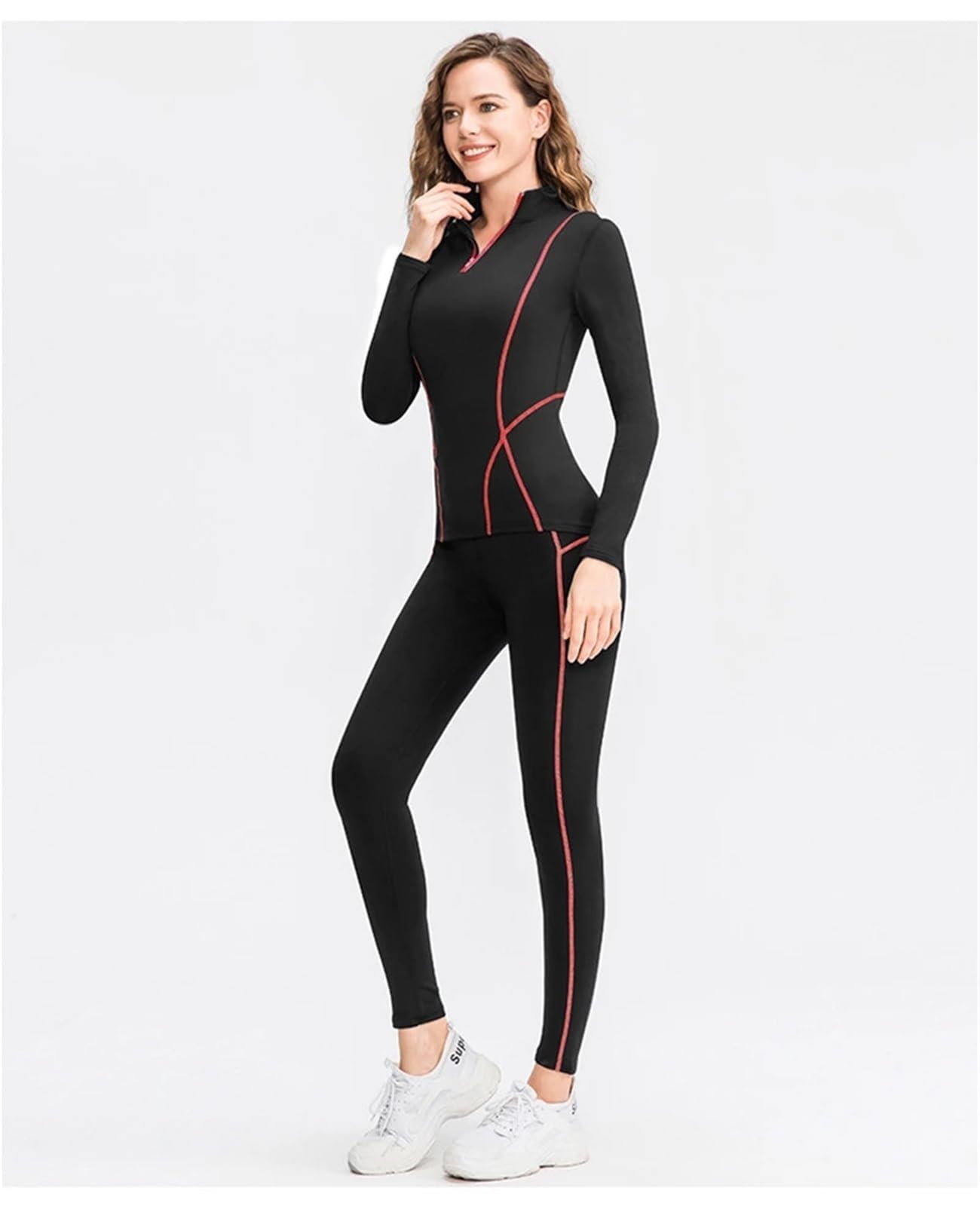 Ropa Interior térmica for Mujer, Conjuntos de Cuello Falso, Ropa Fina Lana for Fitness, Ajustada elástica for y Calzoncillos para Esquí,Moto