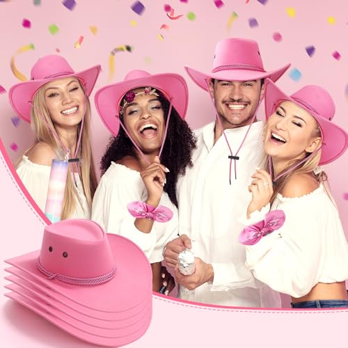 Image of Coume 15 Set Western Cowboy Hat Costume Accessories Paisley Bandanna Cowgirl Hats Bulk for Adult Women Men Dress Party
