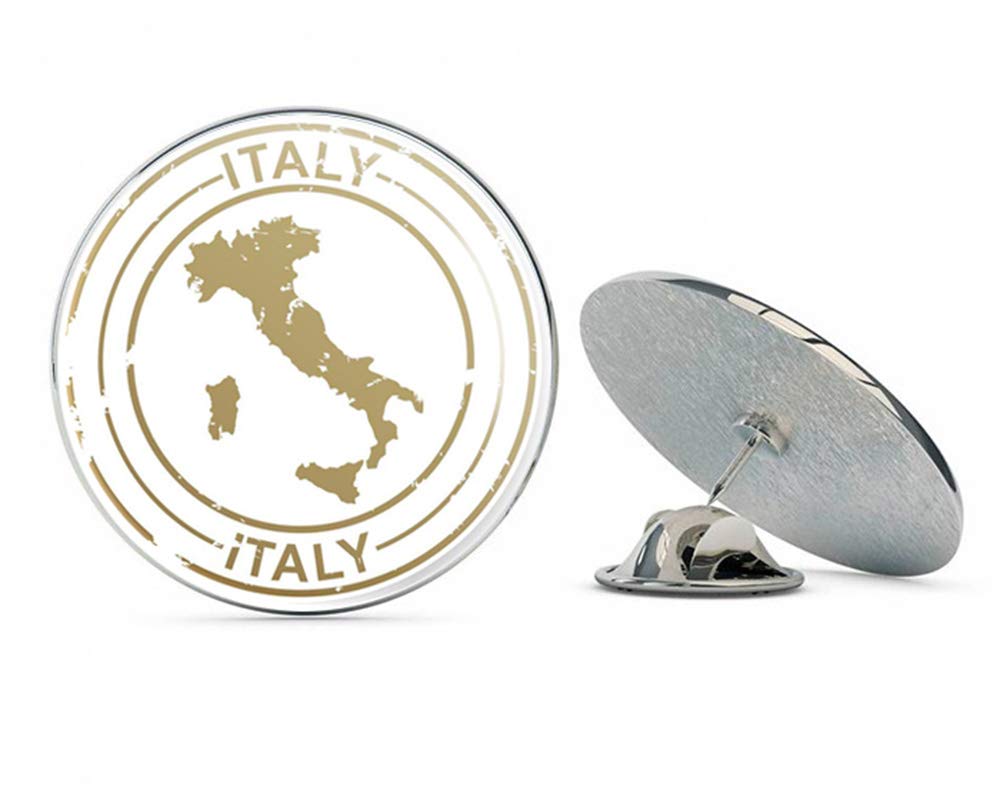 Italy Round Metal 0.75" Lapel Pin Hat Shirt Pin Tie Tack Pinback