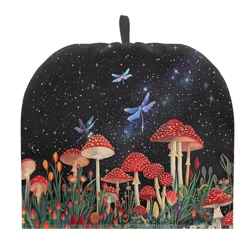 Drnuikhe Mushroom Dragonfly Tea Cozy Cover Warmth Keep Teapot Cover Insulated for Coffee Tea Drinkers Reusable Domed Thick Tea Cozies Scratch Proof Teapot Cozy Breakfast Warmer with Cotton Filling