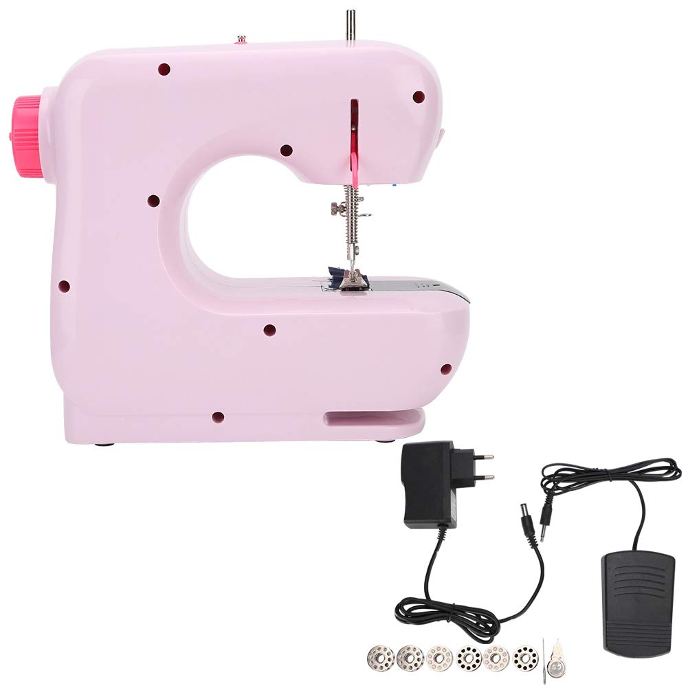 Sewing Machine, Pink Multifunction Convenient Small Size Desktop Sewing Device, Sewing Equipment with Pedal for DIY Crafting Home(#2)