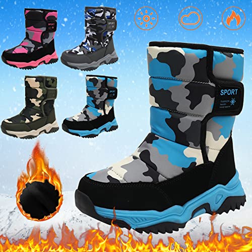 Boys' ?aterproof Winter Snow Boots with Insulation for Cold Weather Girls Camouflage Outdoor Cotton Rain Boots2