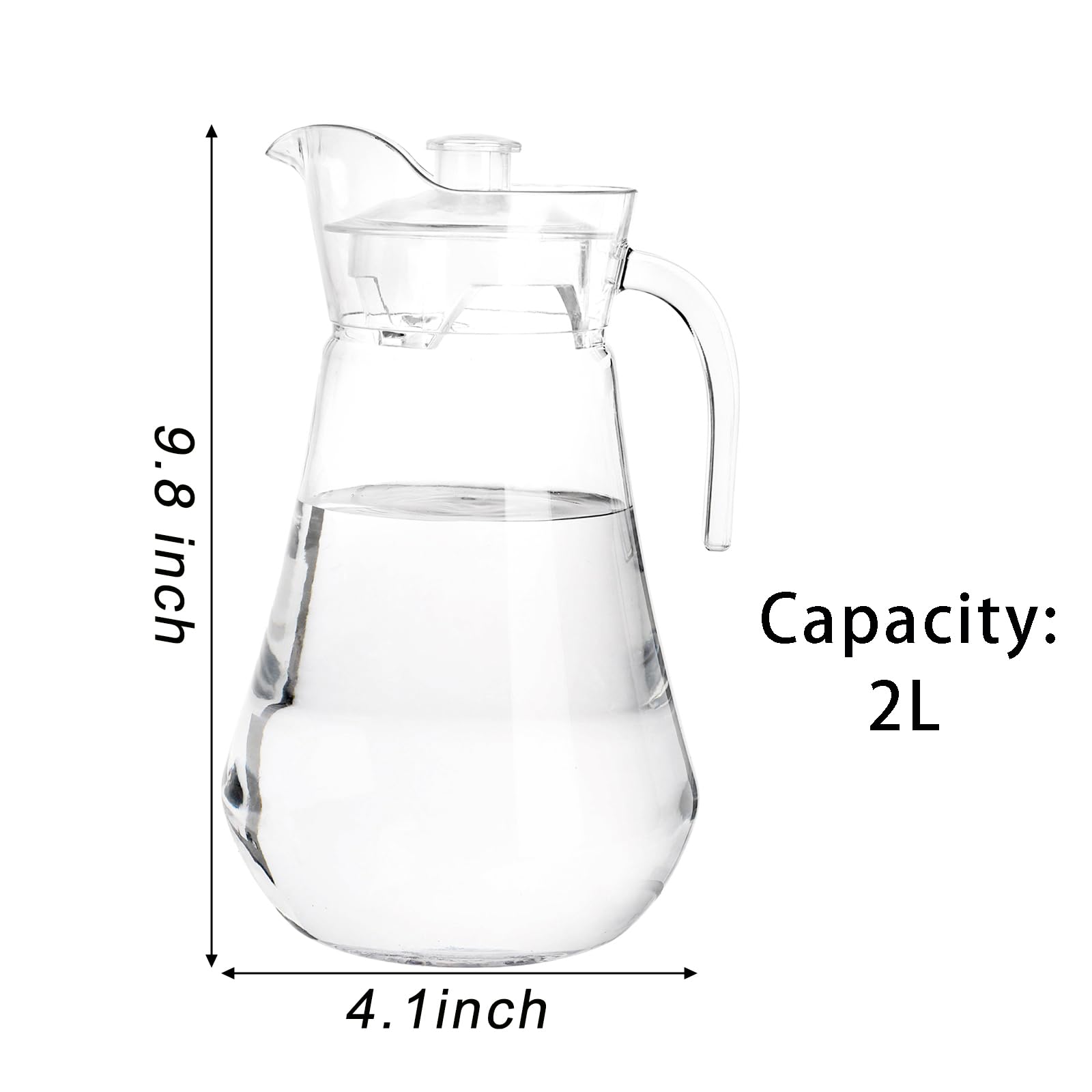 SOUJOY 2 Pack Plastic Pitcher, 2L Clear Iced Water Jug with Lid and Handle, Heat Resistant BPA-Free Tea Pitcher for Lemonade, Juice, Milk, Cold or Hot Beverage - Image 2