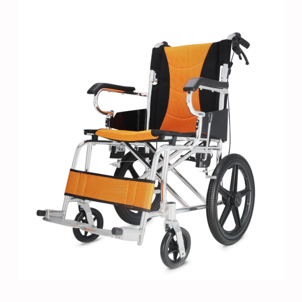 PRATIKA Carrozzina Pieghevole Transito Alluminio Sedia Nero Arancio