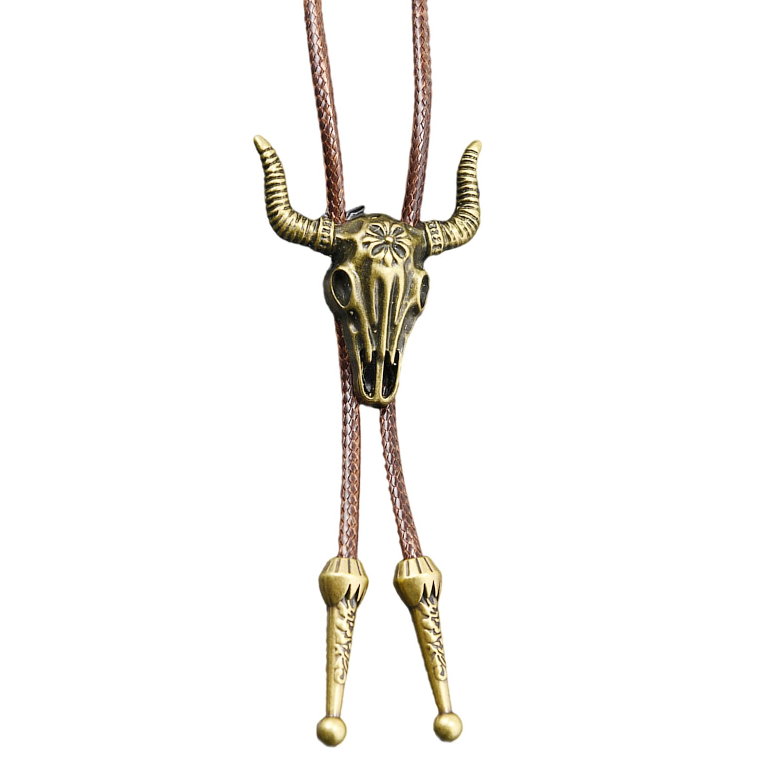 MICFENY Vintage Styles Cow Head PU Leather Tie With Alloy Detailing Unisex Stylish Neckwear For Casual Or Prom Occasion