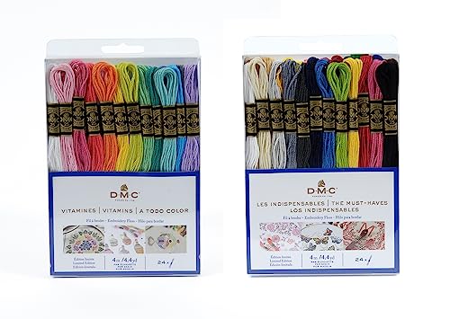 DMC – Surtido de hilos molidos especiales 117MC – Colores Vitaminas y indispensables – 100% algodón – 48 maquetas de 4 metros | Hilo de bordar, ideal punto de cruz