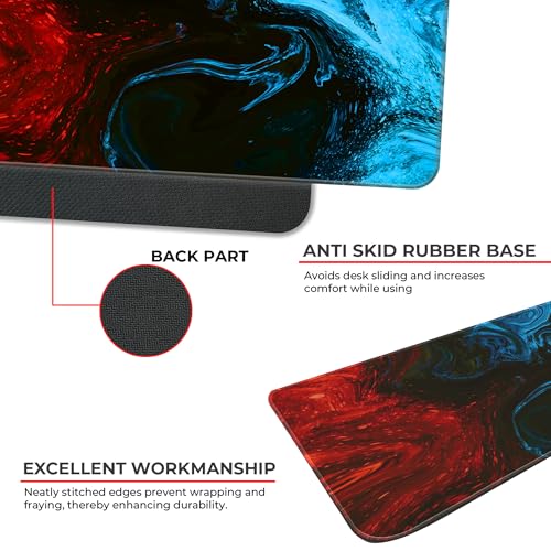 Image of Liquid Fusion [Red] Extended Gaming Mouse Pad - Large 80x33CM for PC, Laptop, Keyboard & Accessories - Dynamic Motion for Office & Desktop Use - Perfect Computer Gaming Mat & Desk Mat