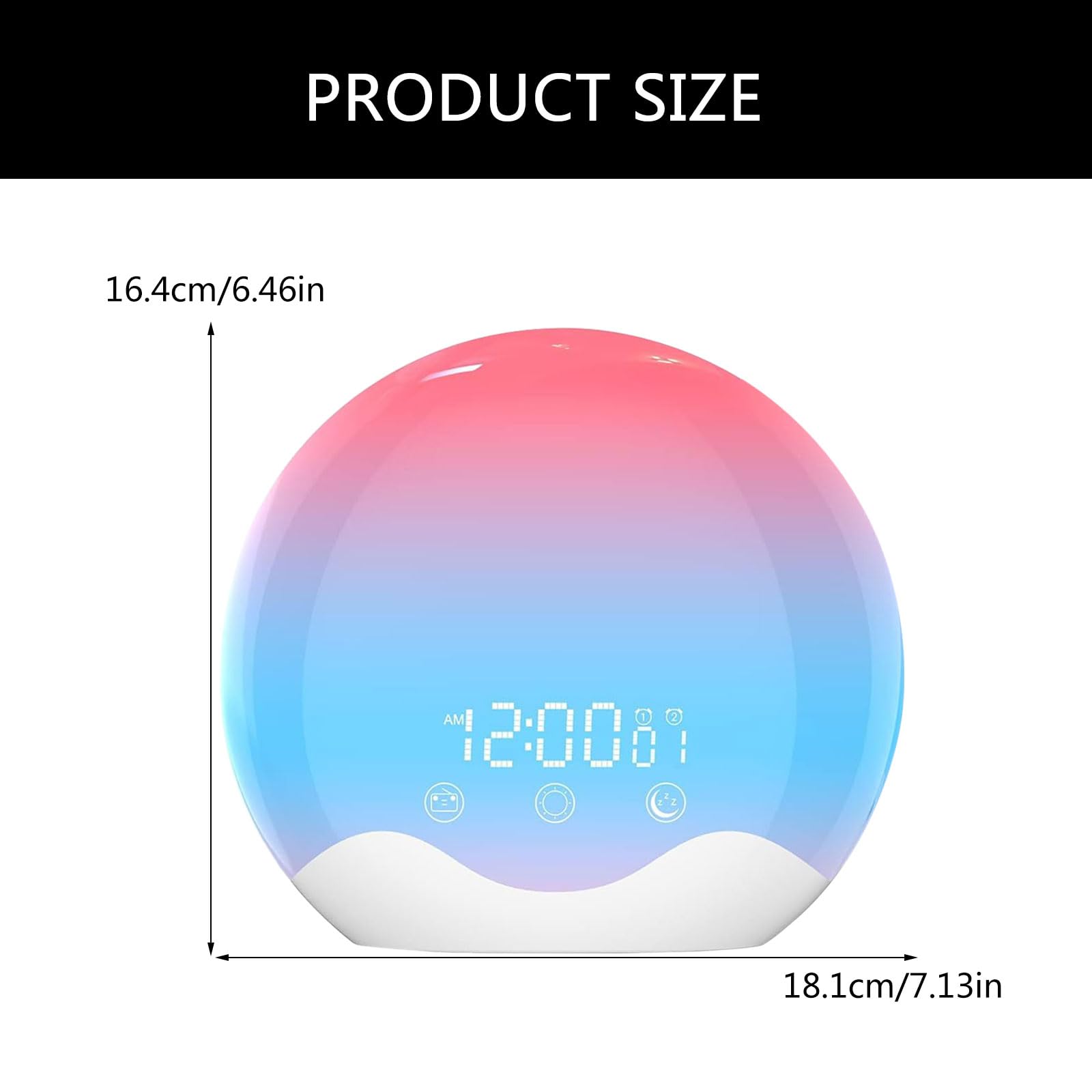 Réveil doux avec simulation de lever du soleil et éclairage de couleur arc-en-ciel, contrôle tactile, lampe LED pour chambre à coucher, lampe de chevet