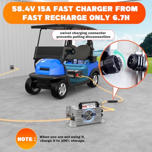 Image of 48V 100Ah Golf Cart Lithium LiFePO4 Battery with Charger and 200A BMS Grade A Cells Deep Cycle Rechargeable Battery,10000+ Cycles,Perfect for Golf Cart,Off Grid Applications