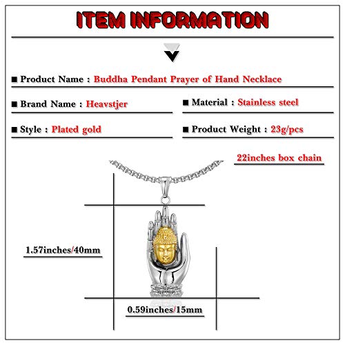 Fashion Gold Buddha Pendant Stainless Steel Hand Necklace,22inches Link Chain2