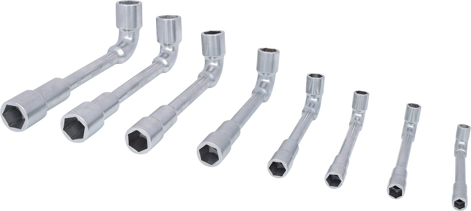 KS Tools 517.0452 Jeu de 8 clés à pipe débouchées métriques - 6 pans | Boîte de 8 clés à pipe débouchées métriques - 6 pans, 8 à 24 mm, chrome vanadium
