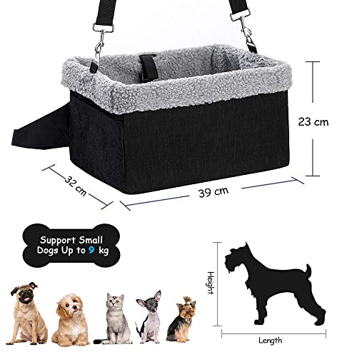 UNICITII Dog Booster Car Seat for Small Dogs,Elevated Dog Booster Seat for Dog up to 9kg,Puppy Car Seat, Dog Lookout Carseat Pet Travel Bed for Front Back Seat