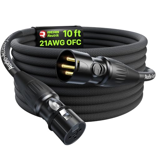 AA AUDIO ACCESSORY XLR Cables 10ft, 21AWG OFC Dual Shielded Mic Cord