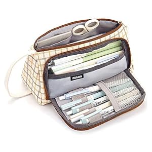 DXIA Pennenzak Meisjes, 3 Vakken Pennen Etui voor Jongens,Etui School Etui voor Kinderen, Etui Canvas met Rits,Pennenzak…