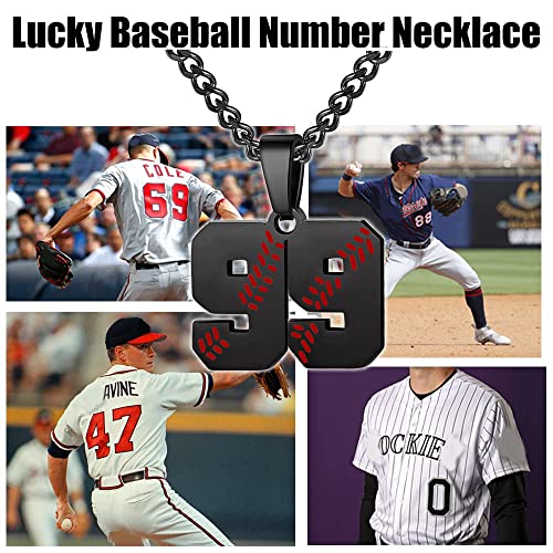 Susook Baseball Number Necklace For Men 00-99 Athletes Jersey Number Necklace Stainless Steel Black Chain 22Inch Baseball Charm Pendant Personalized Baseball Gift For Boys Women Girl(11) #TOP1