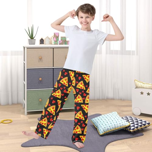 VIGTRO Pajama Pants Long Sleep Bottoms Pizza Love Pattern Seamless, Soft Elastic Waist Lounge Pants with 2 Pockets Size M2