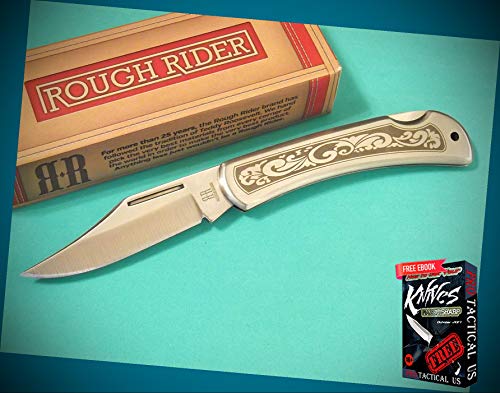 New ROUGH RIDER Stainless Scroll Work lockback Pro Tactical Knife/clip 3 3/8" inch closed CR-0084is