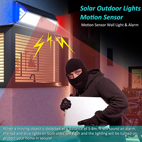 Solar Motion Sensor Security Lights Wall Lights Solar Sound Alarm Strobe Light,4 Modes Ip65 Waterproof,Solar Reflector Lights Outdoor Led Motion Sensor Noise Maker With Remote For Garden Patio Yard #TOP3