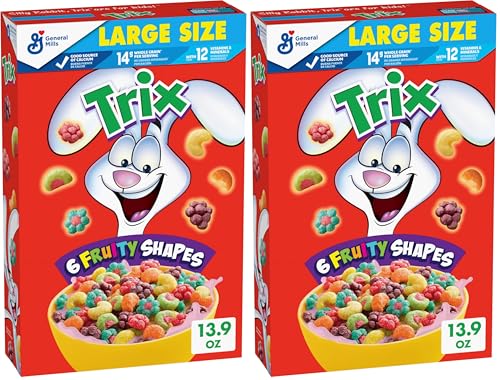Trix Breakfast Cereal, 6 Fruity Shapes, Made with Whole Grain, Large Size, 13.9 oz (Pack of 2)