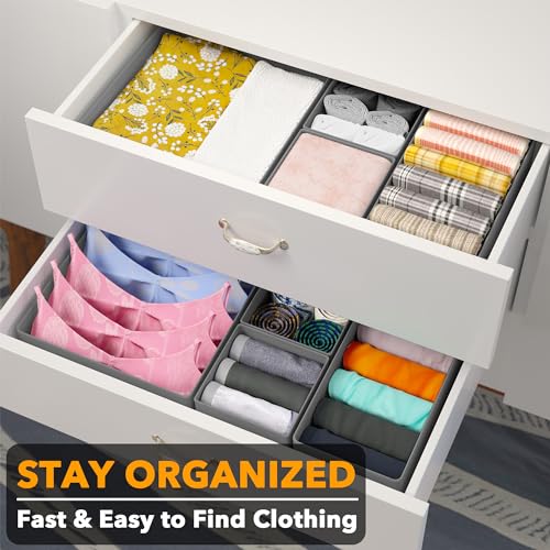 image for SpaceAid Drawer Organizer Clothes, 12 Pack Dresser Organizer Bins for 
