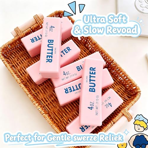 Image of Big Butter Squishy, 4 Oz Large & Mini Butter Stick Squishy, Giant Realistic Bread, Slow Rising Stress Relief Fidget Toy, Soft Squeeze Ball, Party Favor Gift, Jumbo Squeezy Cheese(Pink)