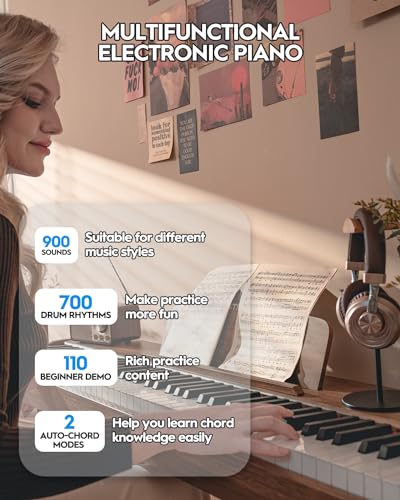 STRICH Piano numérique 88 touches, clavier lesté à action marteau, deux haut-parleurs de 25 W, clavier de piano électrique pleine taille, prend en charge la connexion USB-MIDI/sans fil, SDP-300S - Les Beatles, Paul McCartney, John Lennon, RIngo Starr, George Harrison STRICH Piano numérique 88 touches, clavier lesté à action marteau, deux haut-parleurs de 25 W, clavier de piano électrique pleine taille, prend en charge la connexion USB-MIDI/sans fil, SDP-300S – Image 5