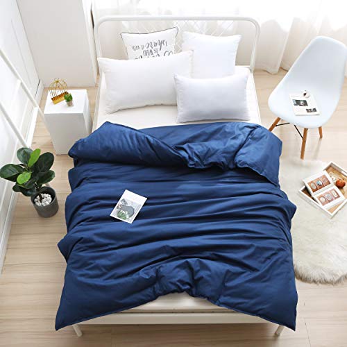 Image of F.Y.Dreams Weighted Blanket Duvet Cover 60x80 inches with 8 Ties,Zipper on Long Side /100% Cotton, Navy Blue /Just Duvet Cover