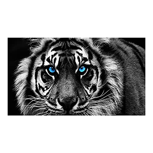 Pintura en lienzo de tigre en blanco y negro para decoración de sala de estar de 60x120 cm