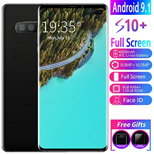 XGLL 6.1 Pulgadas Pantalla Completa Teléfonos Smartphone Android 9.1 8.0MP + 16.0MP 6 GB RAM + 128 GB ROM Batería Iones De Litio 4800 Mah Doble SIM Móviles Libres,Negro