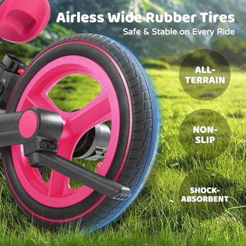 Image of JMMD 6 in 1 Toddler Bike with Push Handle for Kids 18-60 Months, 12 inch Foldable Balance Bike with Training Wheels, Pedals, Brakes, Kickstand, Push Tricycle Toddler Gift & Toys for Boy & Girl