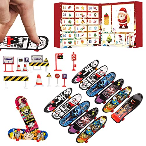 Calendrier De L'Avent De Noël 2022 Mini Fingerboard 24 Jours Advent Calendar Jouets De Planche À Roulettes De Doigt Jouets De Noël Pour Enfants Adolescents Adultes (style De Couleur Aléatoire) Cover