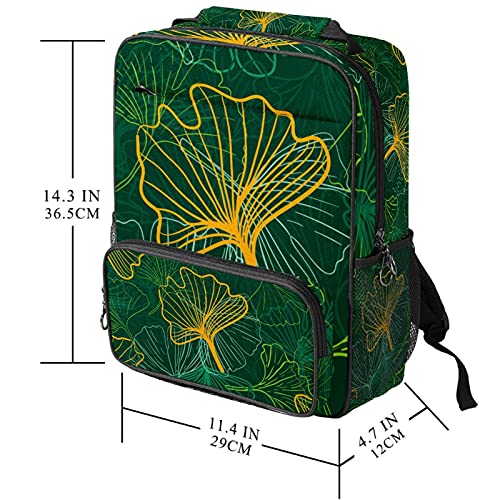 Sac à dos ordinateur portable avec imprimé feuille vert grand format pour le travail - 5