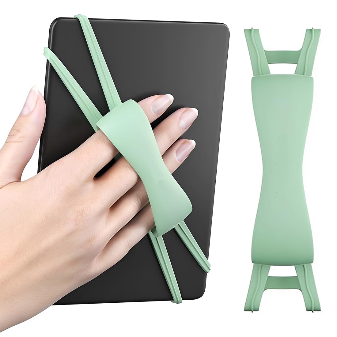 Antiscivolo Cinturino di Presa Elastico per Tablet e E-Reader Compatibile con Custodie (Verde)