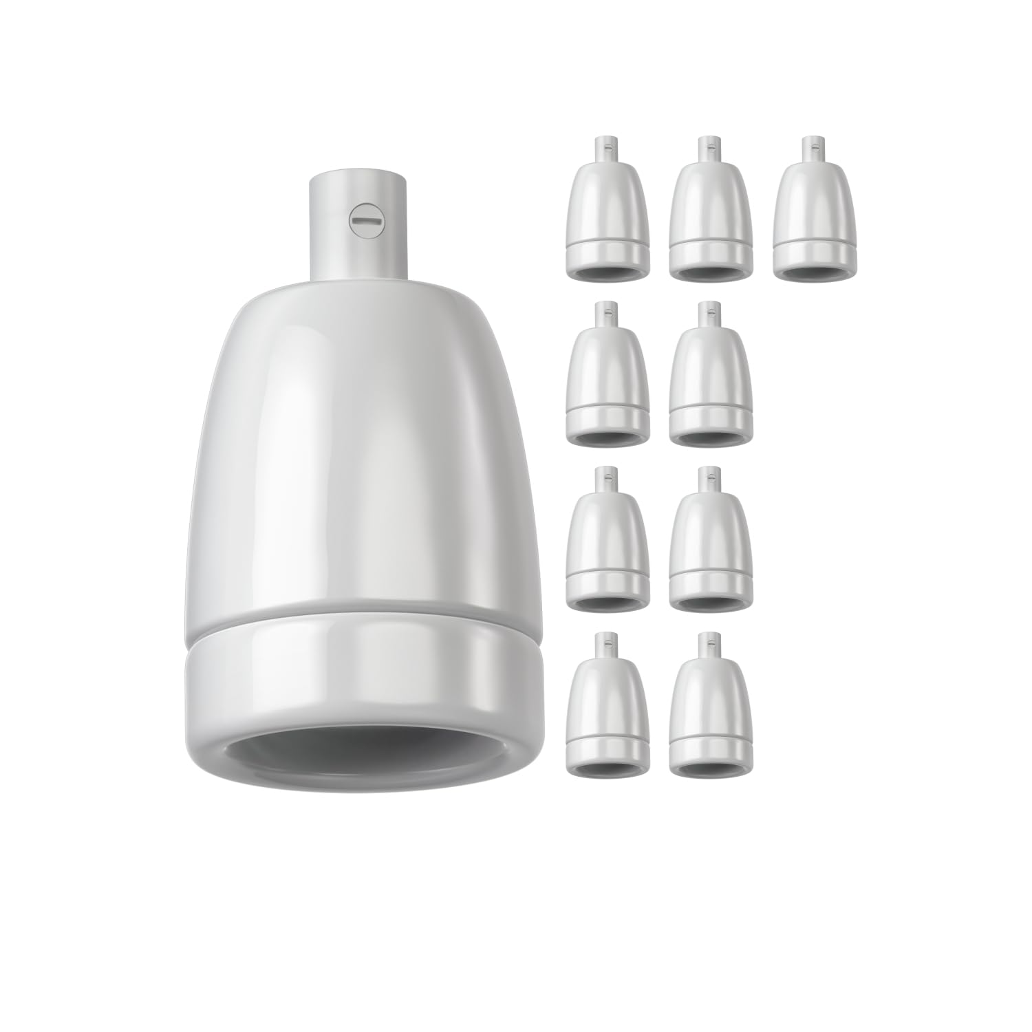 ledscom.de 10x prese E27, porcellana, bianco, 230V AC, max. 300W