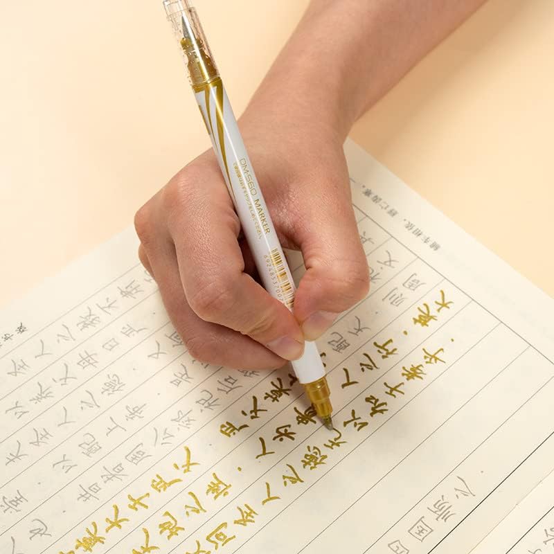 QianKao Calligraphy Practice Copybook chinese ancient books copy 抄经笔金色新式毛笔自带墨水练字专用初学者抄心经宣纸书法(1Pcs 金色新毛笔5支)
