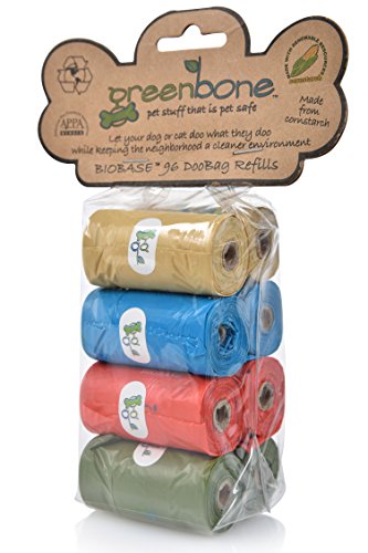 Image of Greenbone Earth Friendly Cat or Dog Poop Bags, Plant Based Leak Proof Dispenser Refill Rolls (8 Rolls)