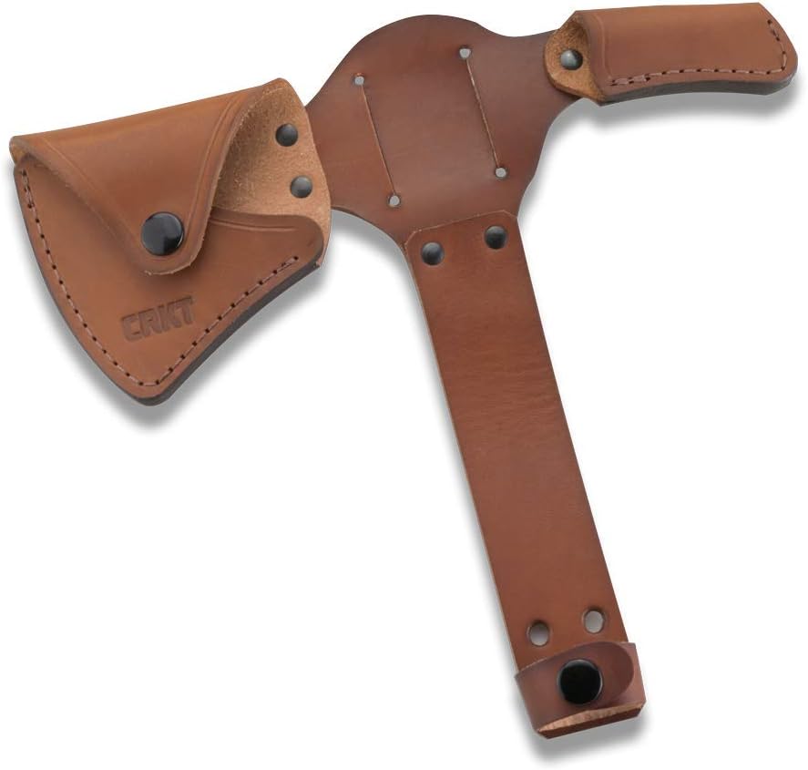Woods Kangee Tomahawk Sheath: Full Grained Leather, Multiple Snaps, Belt Loops for Secure Carry of T-Hawk D2735