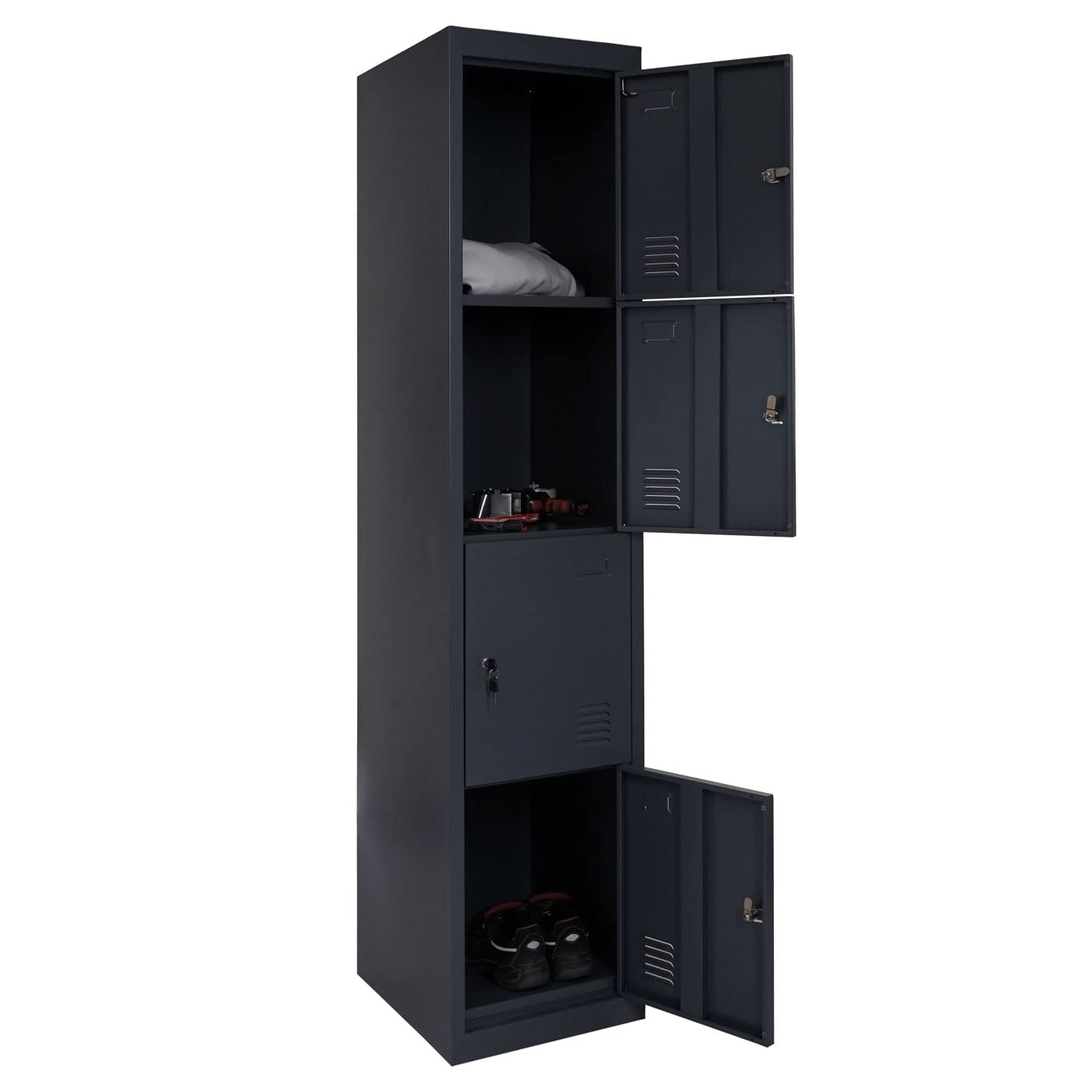 Mendler Schließfach Boston T163, Schließfachschrank Wertfachschrank Spind, Metall 180x38x45cm anthrazit