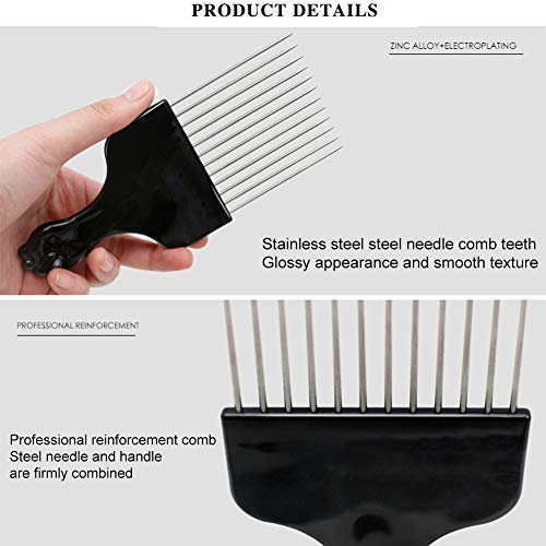 Peine Pick Metalizado para Cabello Rizado Negro miniatura 6