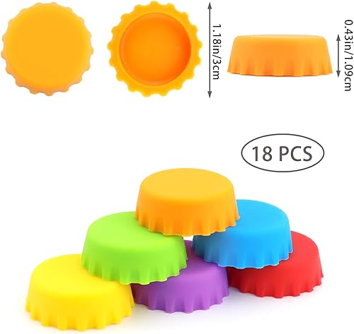 Miniatura 2 de 18 tapas reutilizables de silicona para botellas de cerveza casera y refrescos, refrescos y vino, multicolor