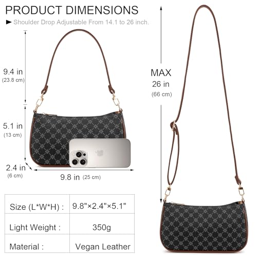 Image of Shoulder Bag for Women Retro Vegan Leather Classic Clutch Tote HandBags Purses with Zipper Closure