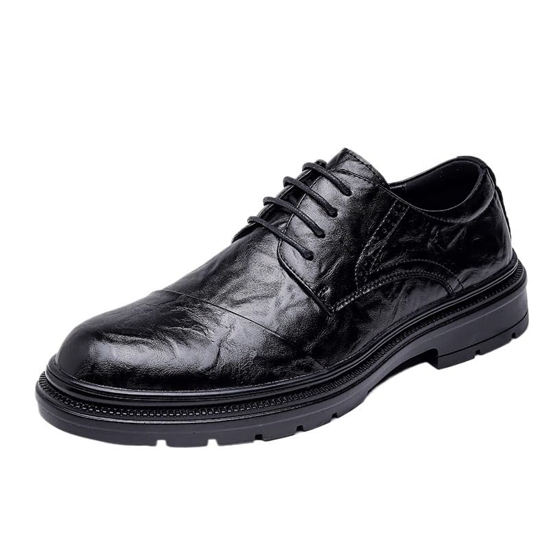 Outdoor Men Oxford Shoes Luxury Leather Lace Up Breathable Casual Business Non Slip Block Heel Anti-Slip Dress