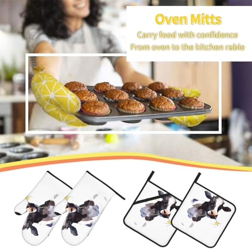 Juego de repostería de vaca y margaritas: set de cocina de 4 piezas para hornear y asar en casa 7